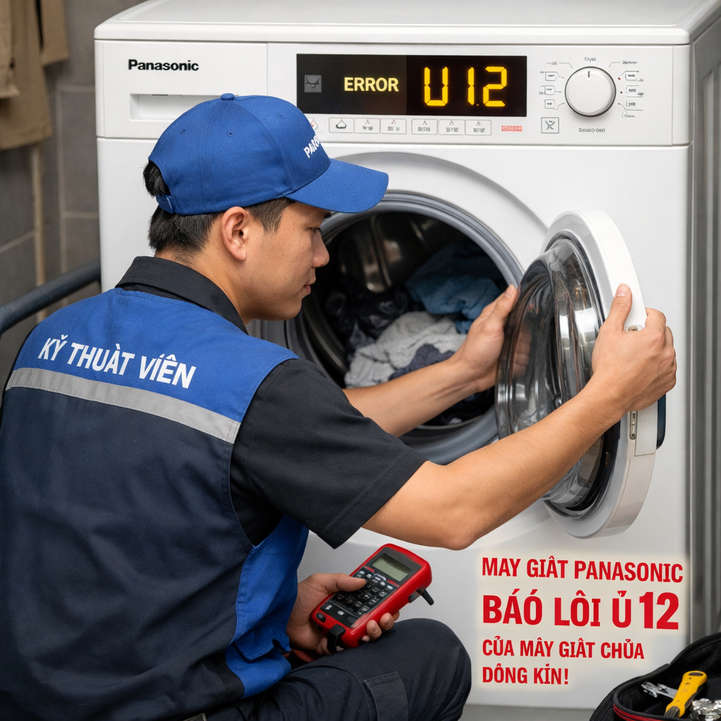 Hình ảnh thợ máy giặt Panasonic báo lỗi E12